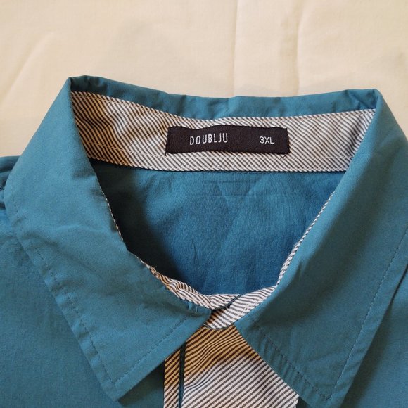 DOUBLJU MEN LONG SLEEVE SLIM FIT CASUAL DRESS SHIRT 3XL - Picture 3 of 9